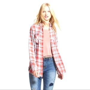 Mossimo Supply Co. Red Plaid Button Down Shirt